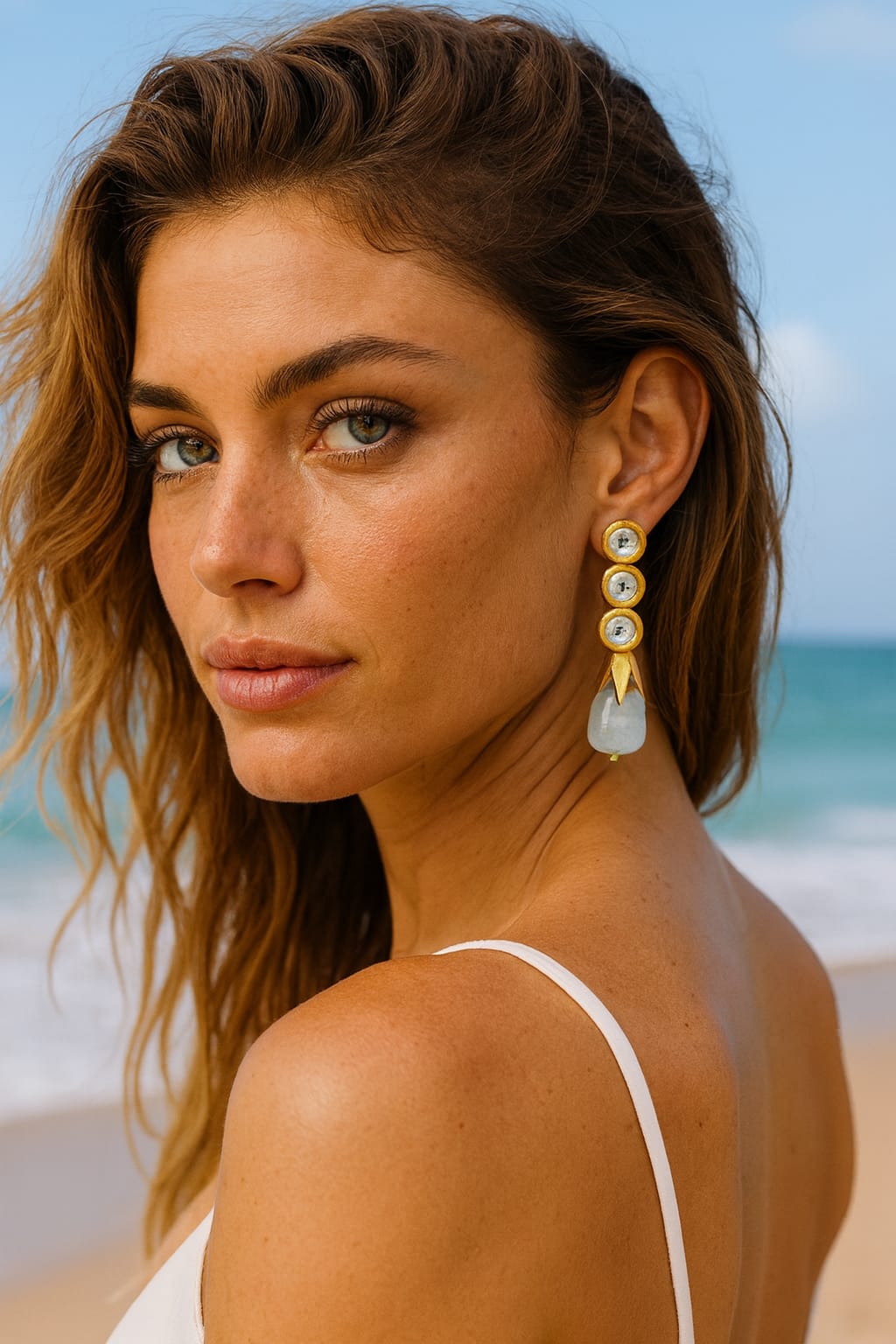 Meenakari Kundan With Tumble in Green Earrings for women