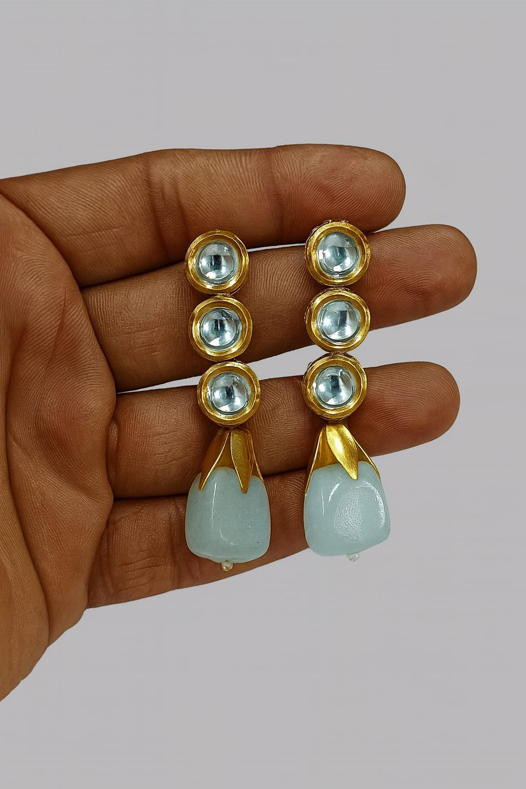 Meenakari Kundan With Tumble in Green Earrings for women