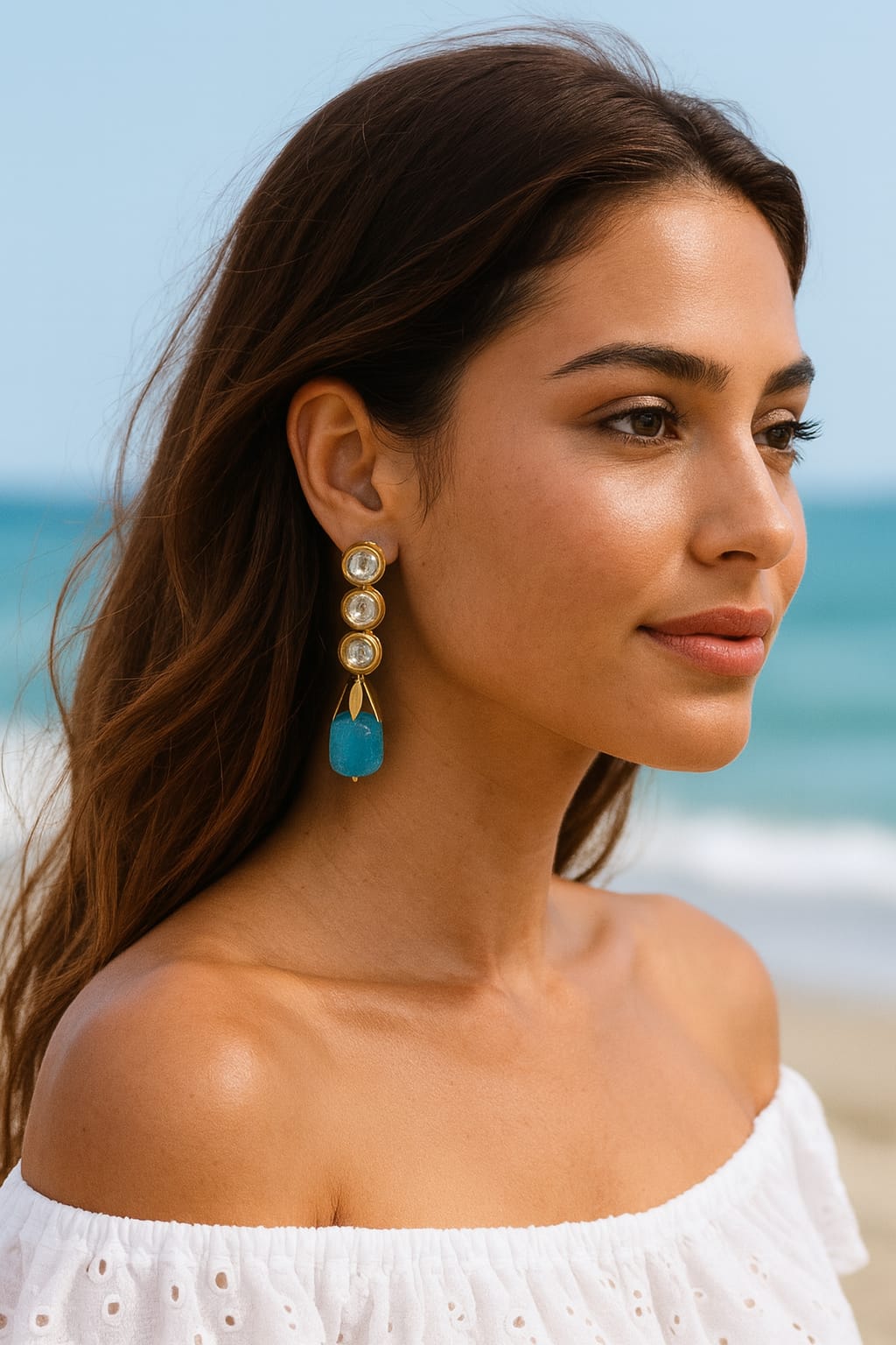 Meenakari Kundan With Tumble in Blue Earrings for women