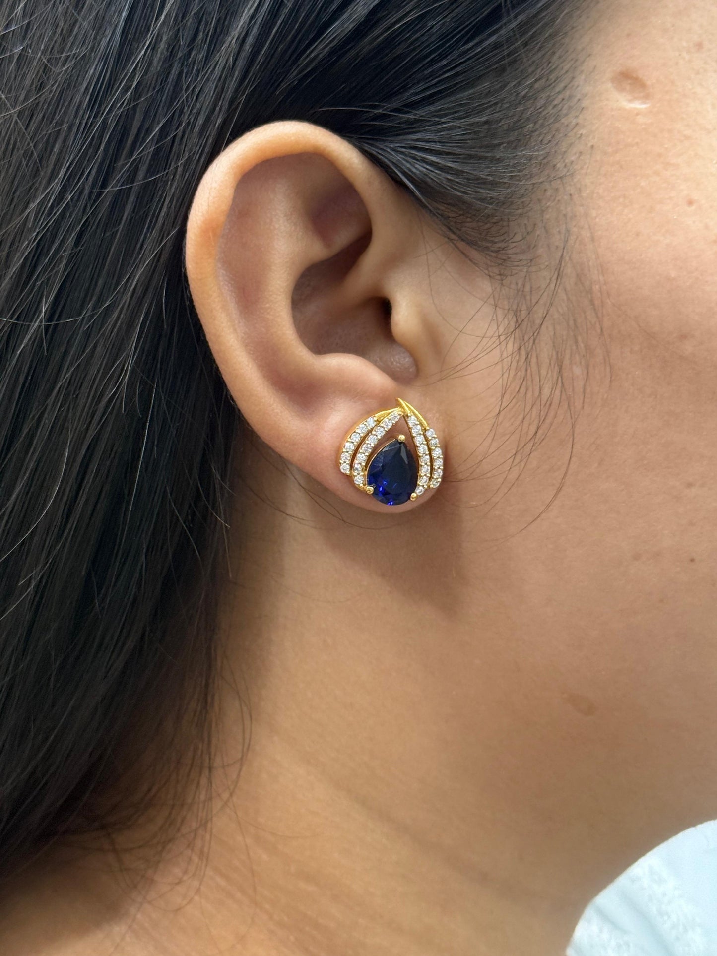 Cute and Little  CZ Studs In Blue For Girls And Women