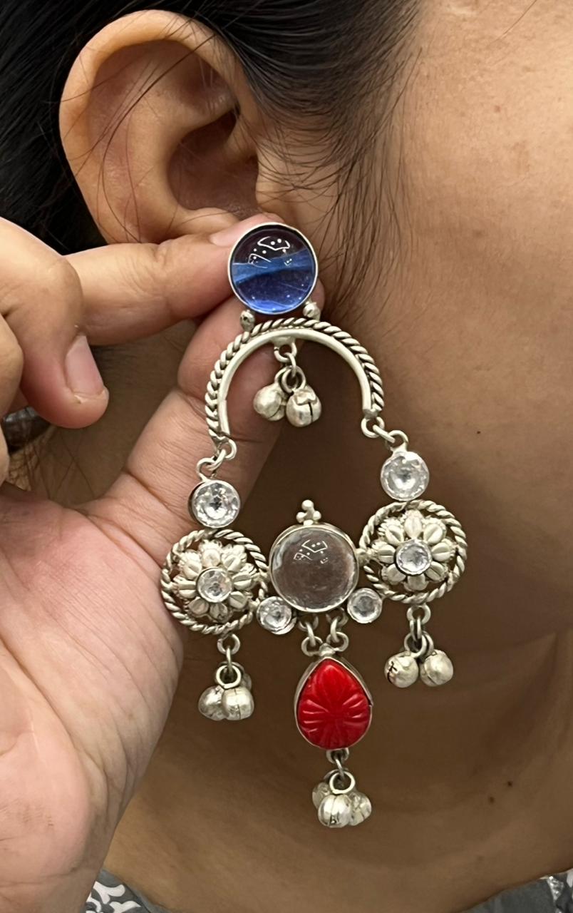 BADAL ANTIQUE FUSION EARRINGS IM HUES OF PASTELS
