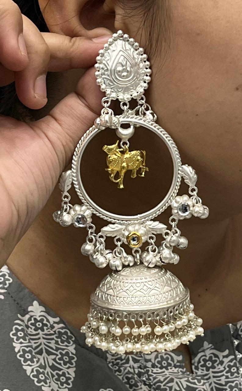 Muskan Silver Look Alike Earings IN Jhumki Drops  For Women