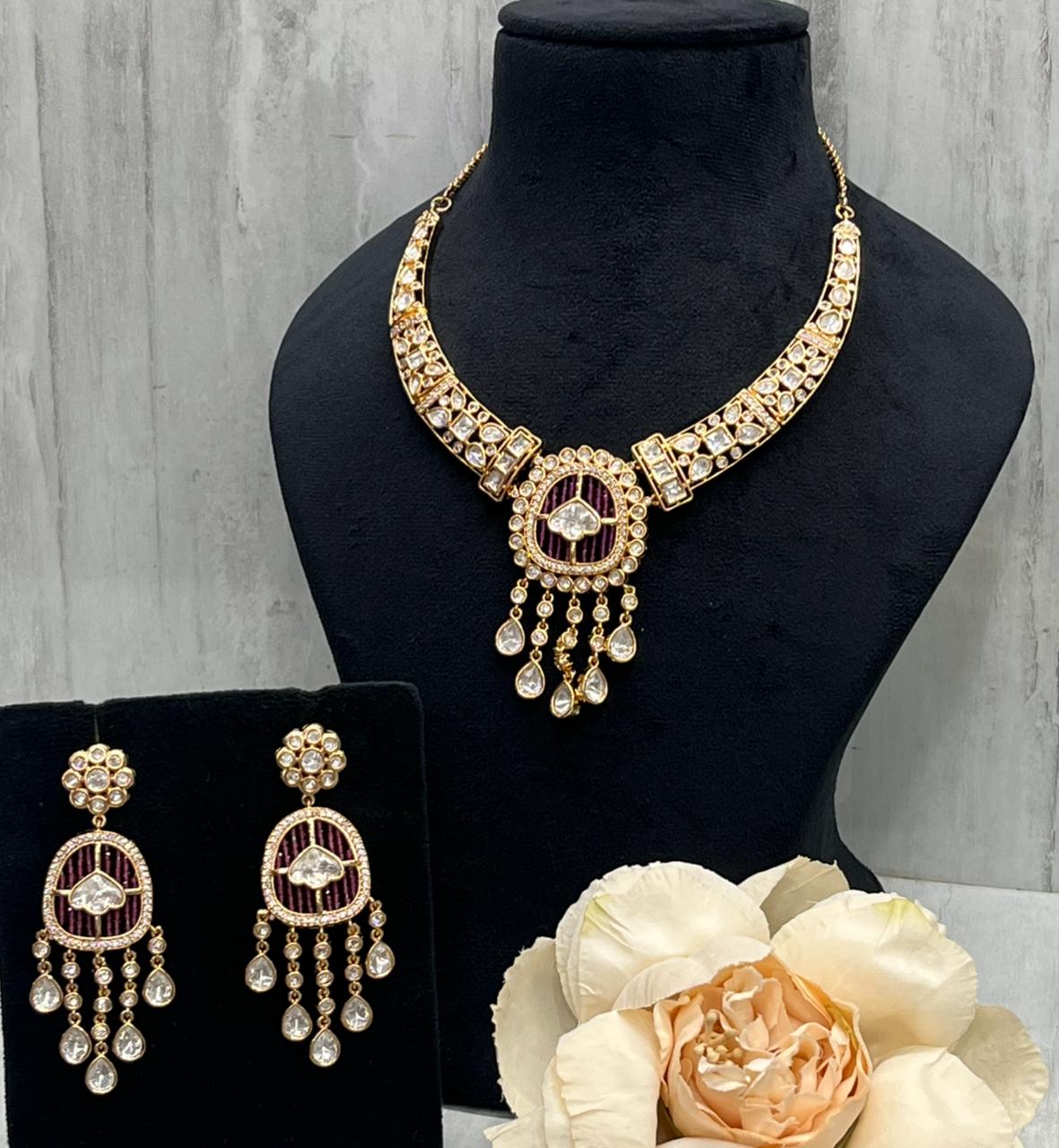 Hasli In Mossanite WithPearl Beading in red for woman