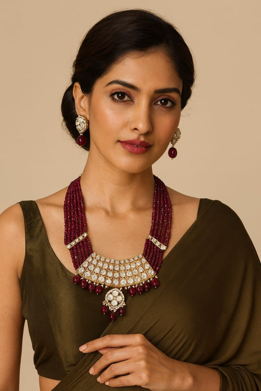 Trendy Mossanite With Beaded Necklace for woman