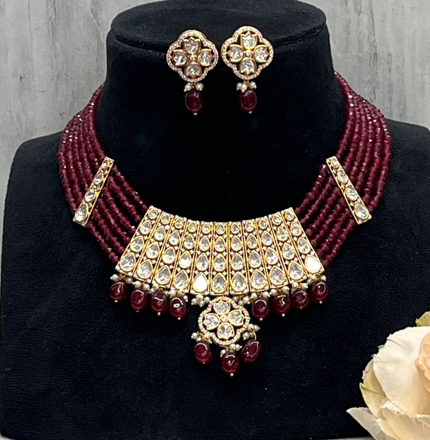 Trendy Mossanite With Beaded Necklace for woman