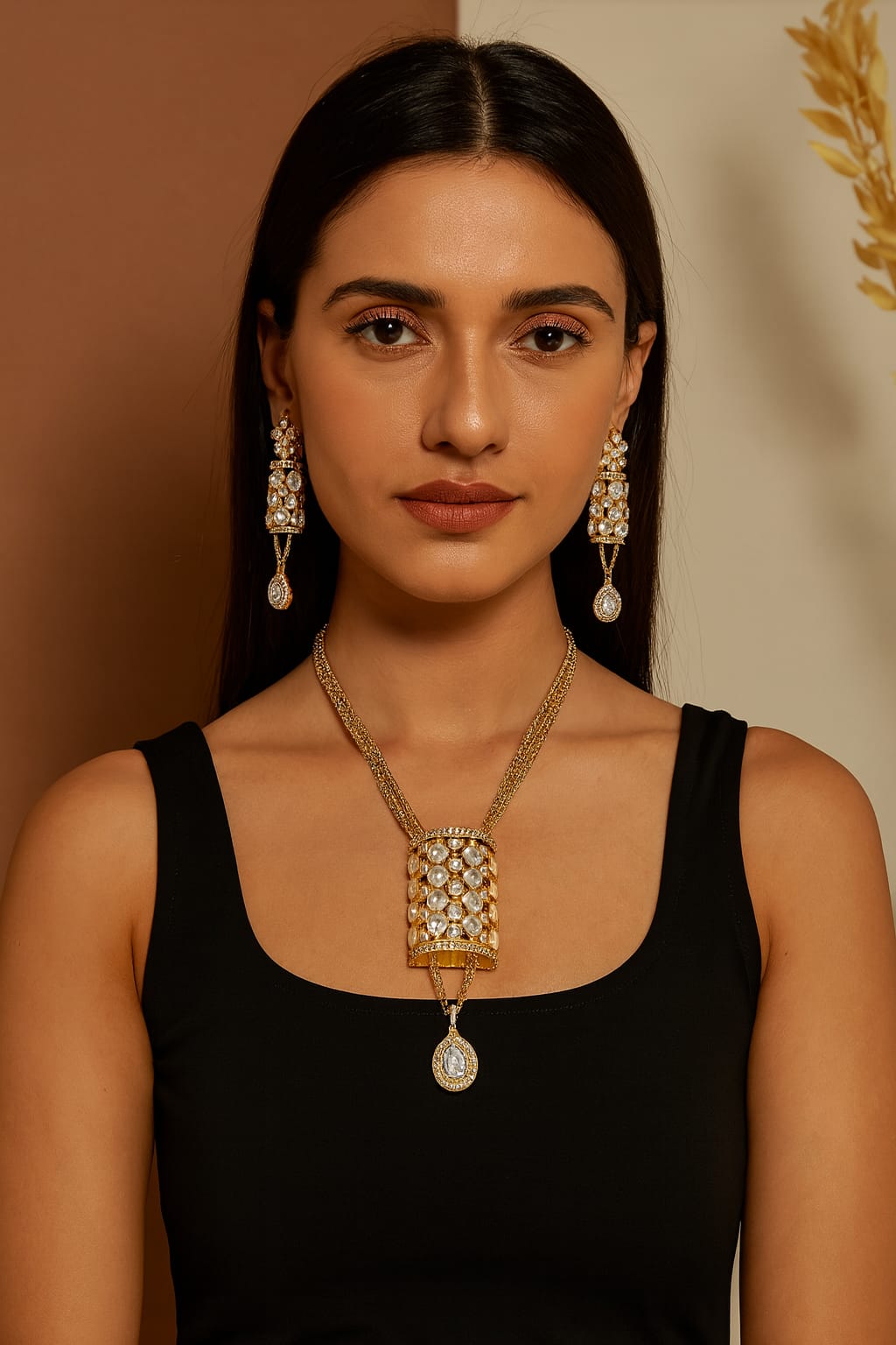 Long Chain Necklace With Broad Pendent Set for woman