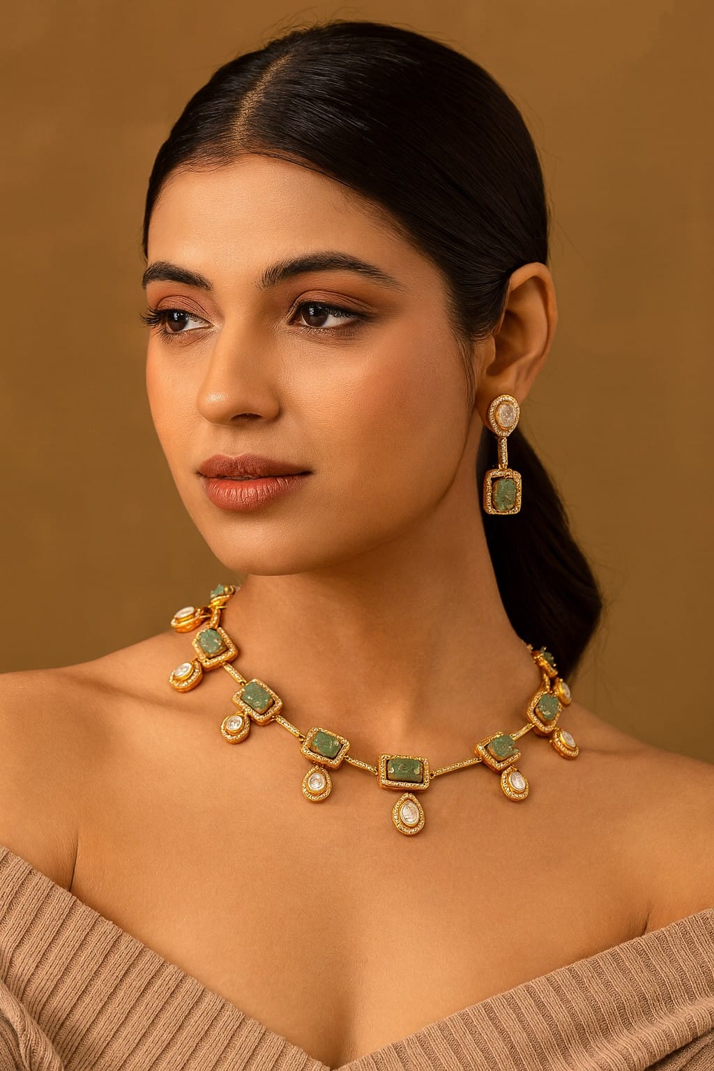 Precious Stone With Mossanite Necklace for woman