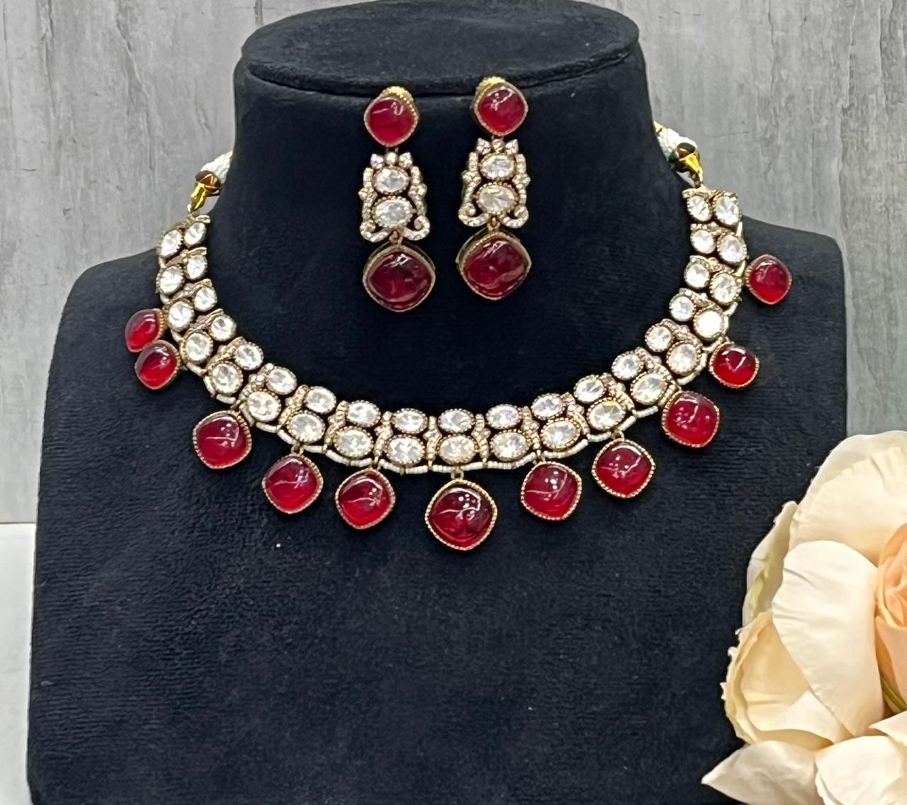 Mossanite Doublet Kundan Necklace for woman