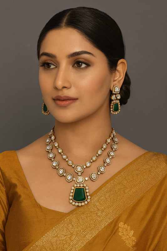 Double Layered Mossanite Necklace for woman