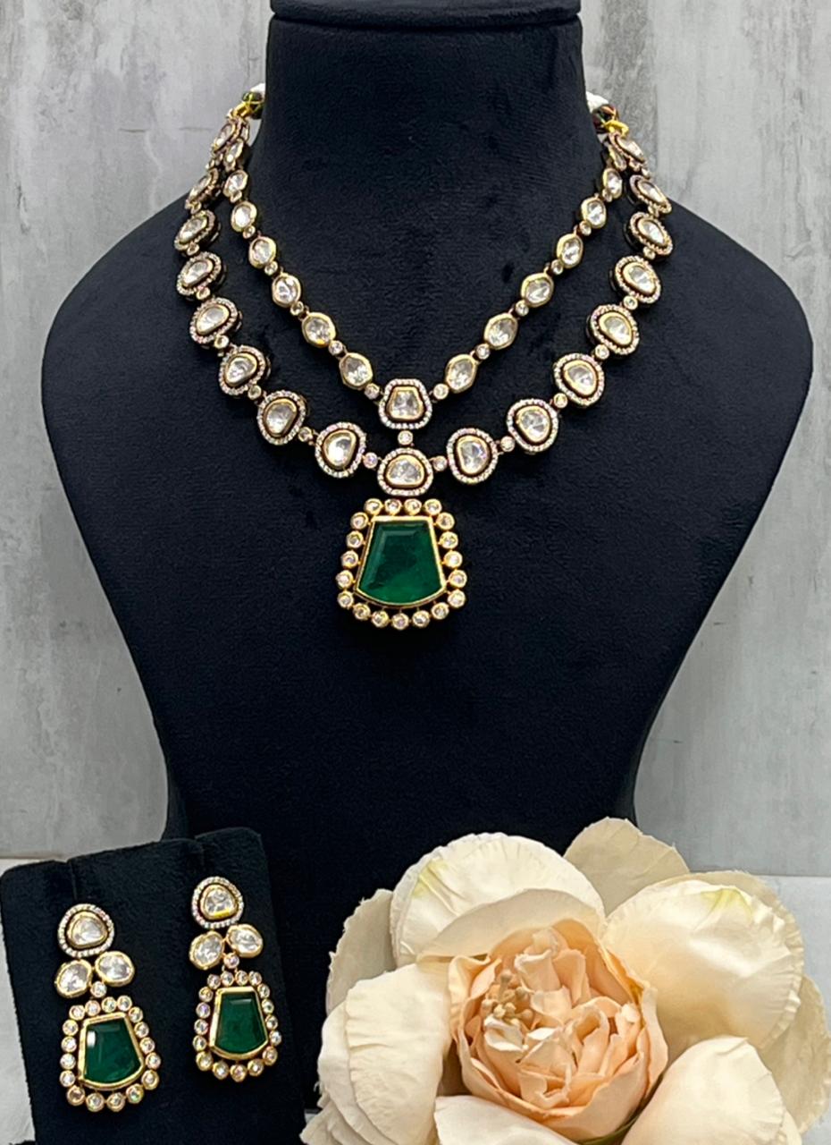 Double Layered Mossanite Necklace for woman