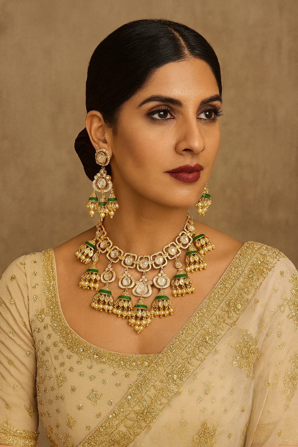 Layering Mossanite Kundan Necklace for woman