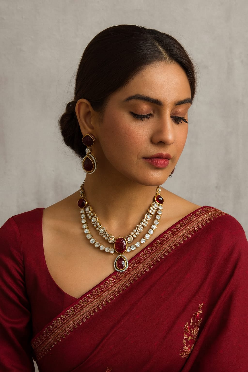 Double Layer Mossanite With Doublet Stones Necklace for woman