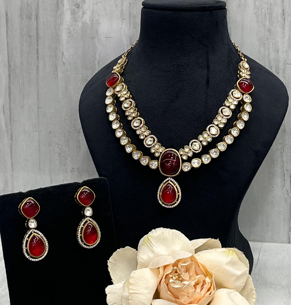 Double Layer Mossanite With Doublet Stones Necklace for woman