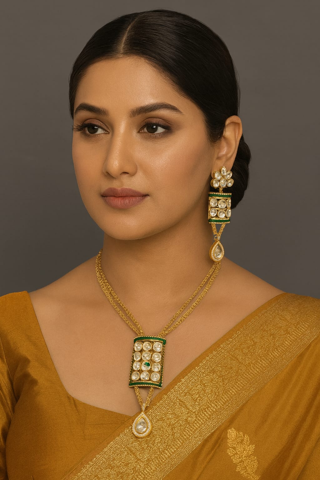 Long Chain Necklace With Broad Pendent Set for woman