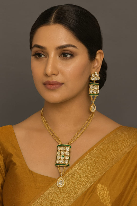 Long Chain Necklace With Broad Pendent Set for woman