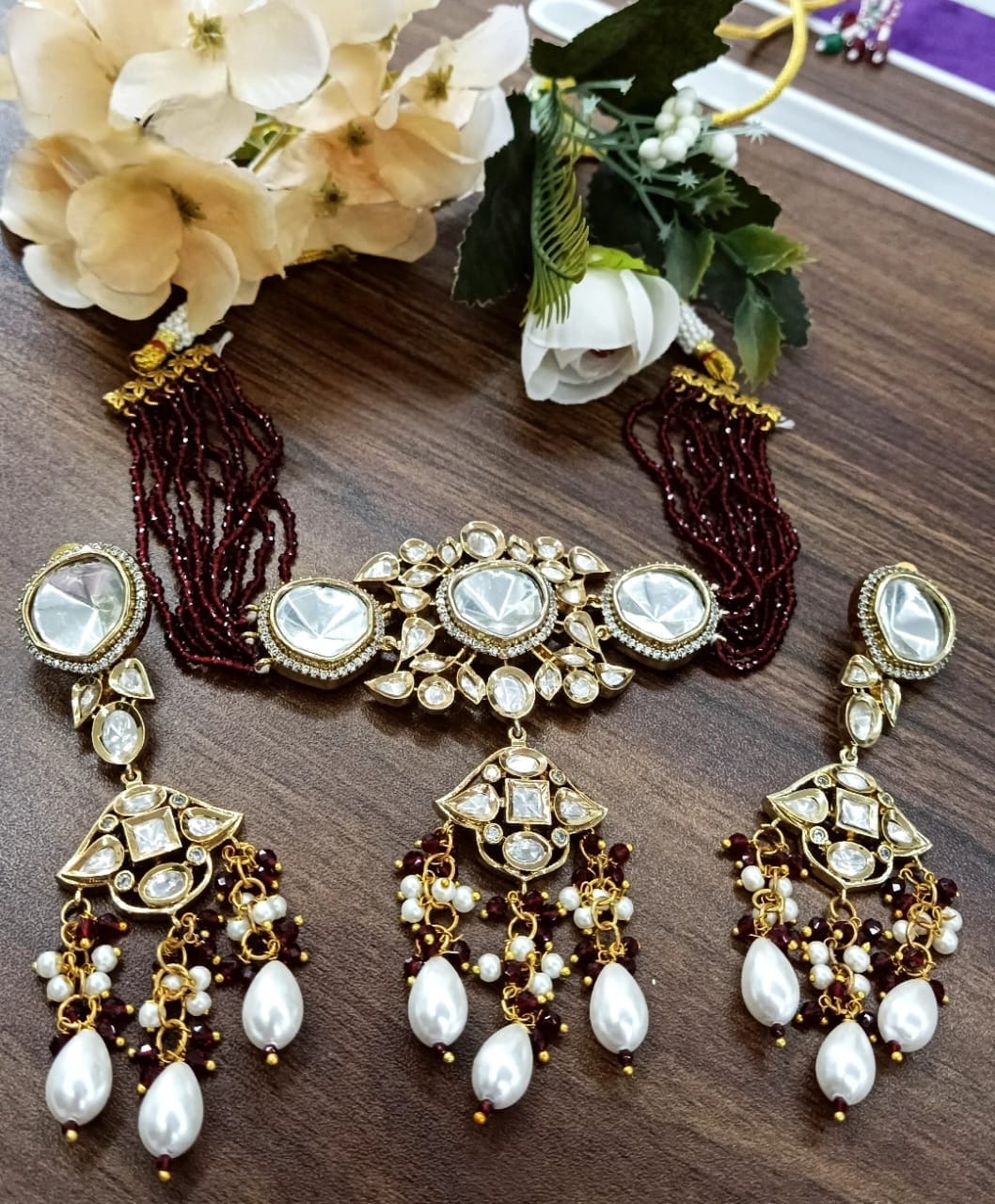 Polki With Kundan Chkoker With Side Beading For Women