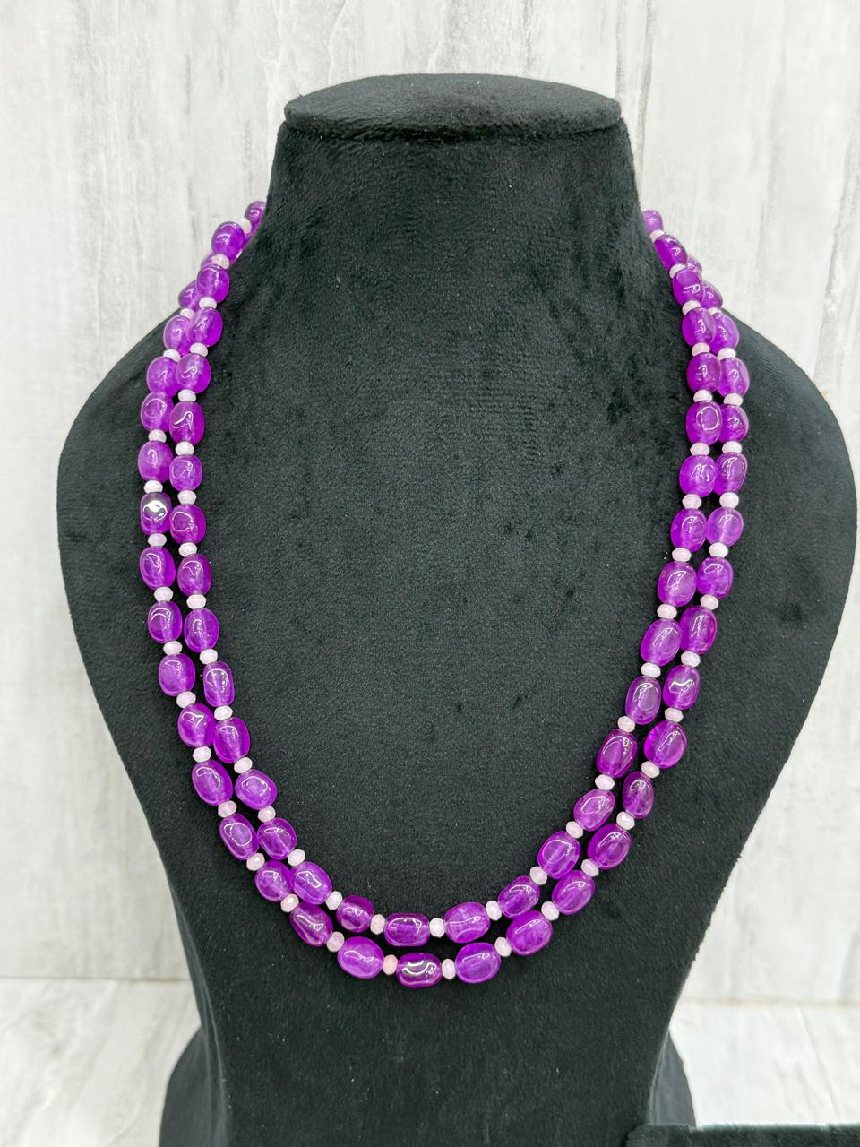 Purple beaded double layered mala for women