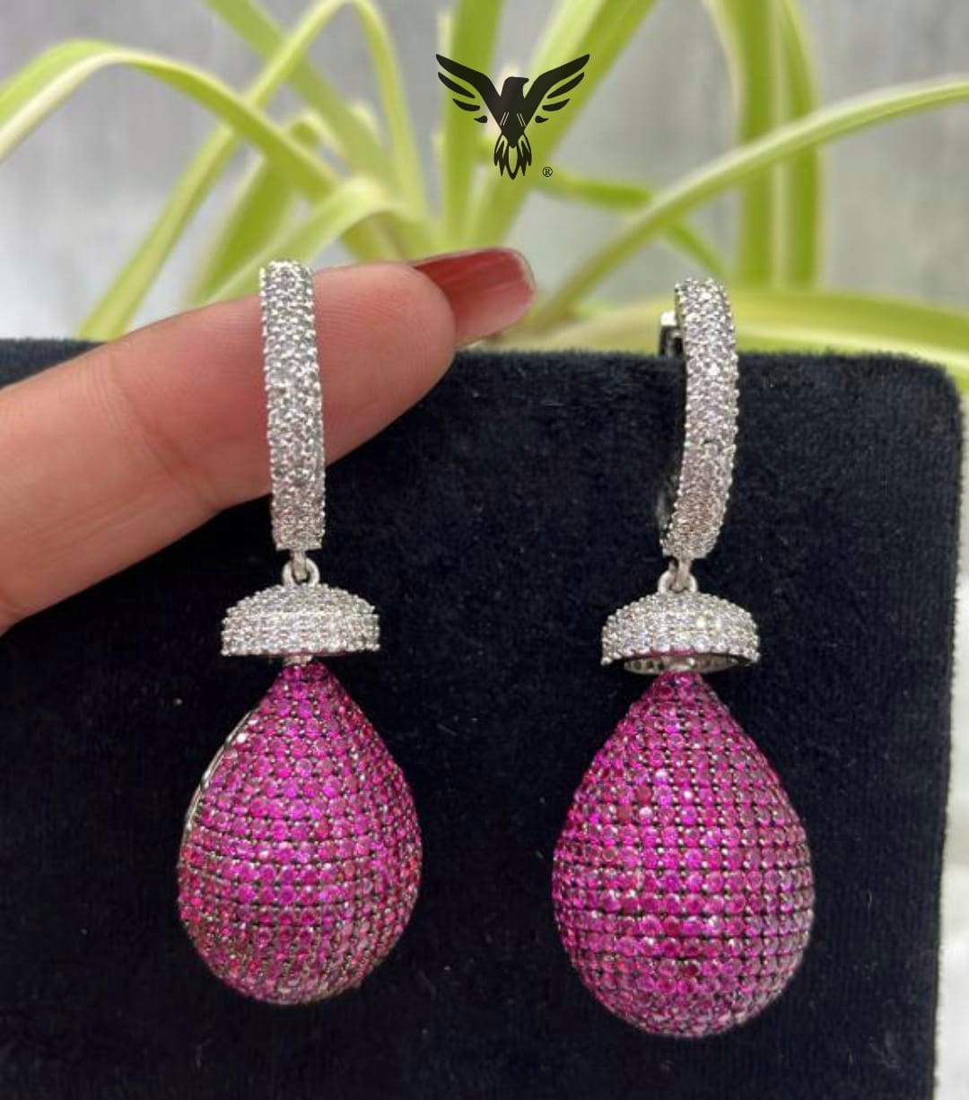 Glittering Ruby invisible setting earrings  for women