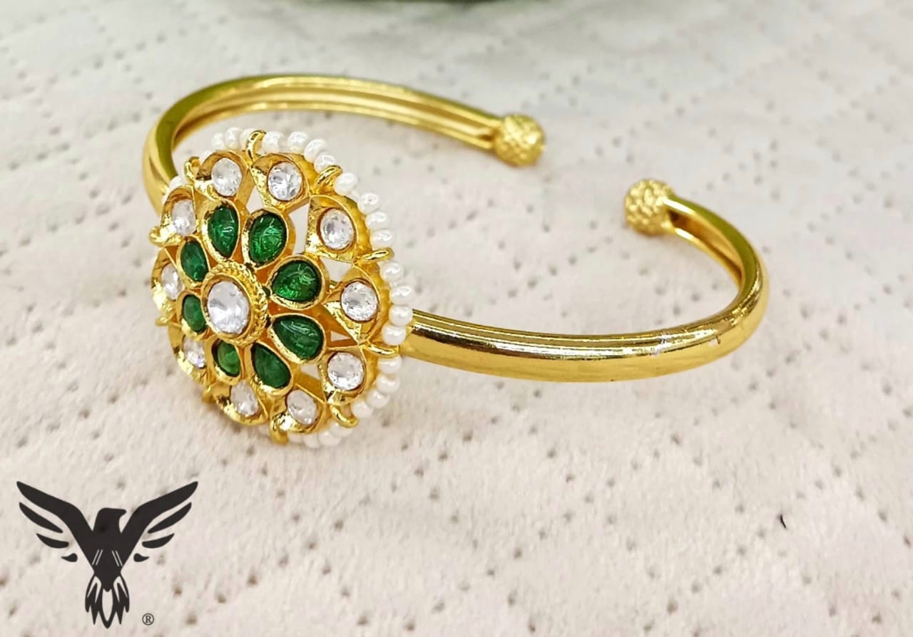 Emerald Floral kundan Bracelets for women