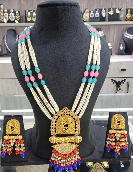 Doli Baarat Multi Colore Long Necklace Mala Set For Womens