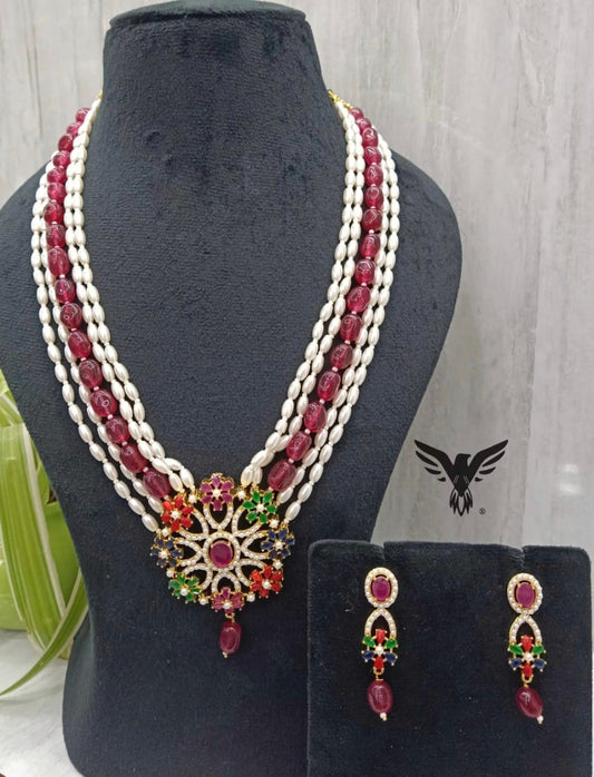 Pahi Raani Haar In Moti In Multi Colored Stones