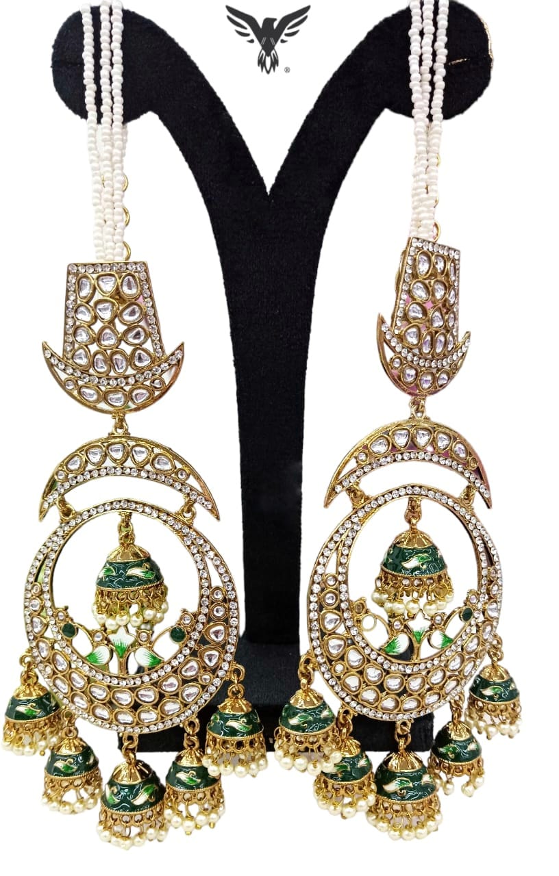 Zhalak chandbalis with kaanchain earrings for women