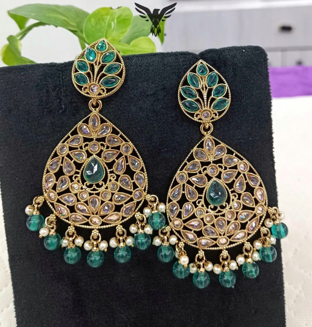 Peher dangle kundan earring for women