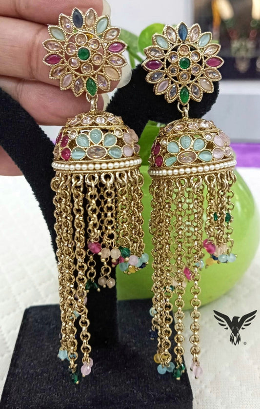 Gulaabo Multi colored  Kundan Earring