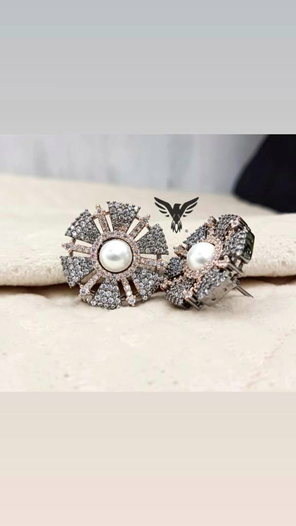 Vanshika Jewels beautiful victorian studs for women with pearl in centre