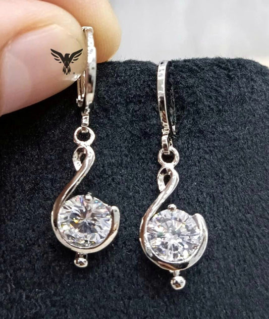 SILVER ZIRCON DROP EARRING