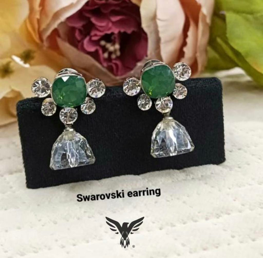 Ishvi Swarovski Stone Diamond Earrings In White Drops For Women