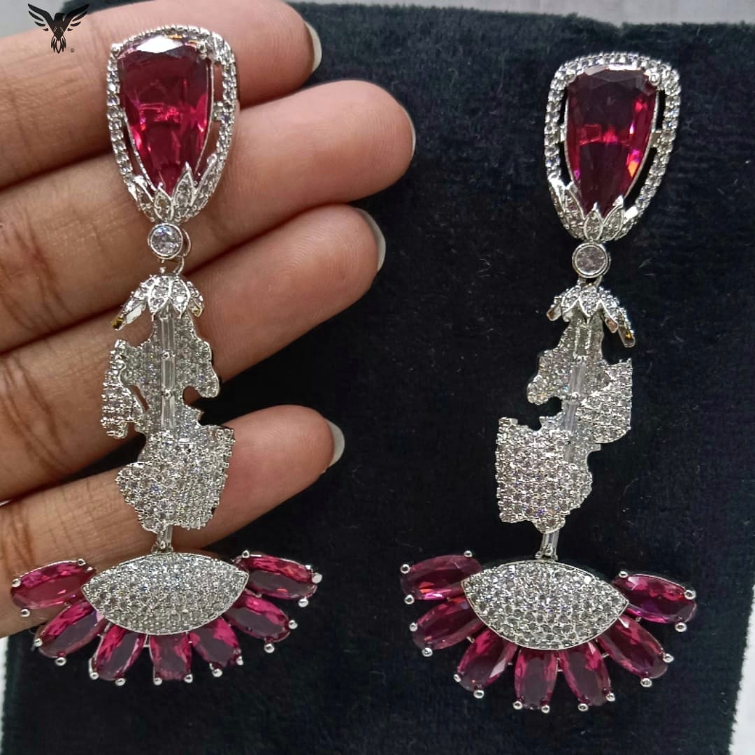 Hetal Diamond Earings In Ruby For Women