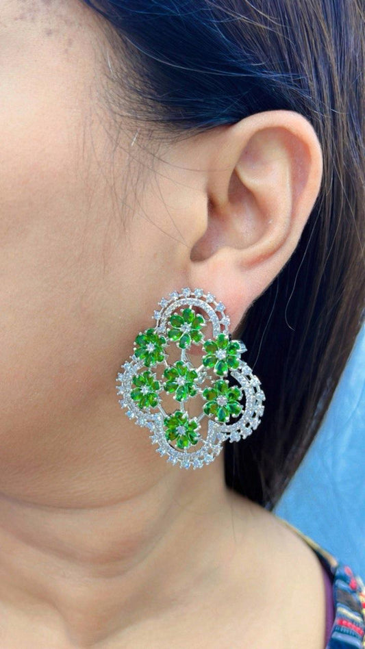 Ravina Diamond Earings In Emerald For Women