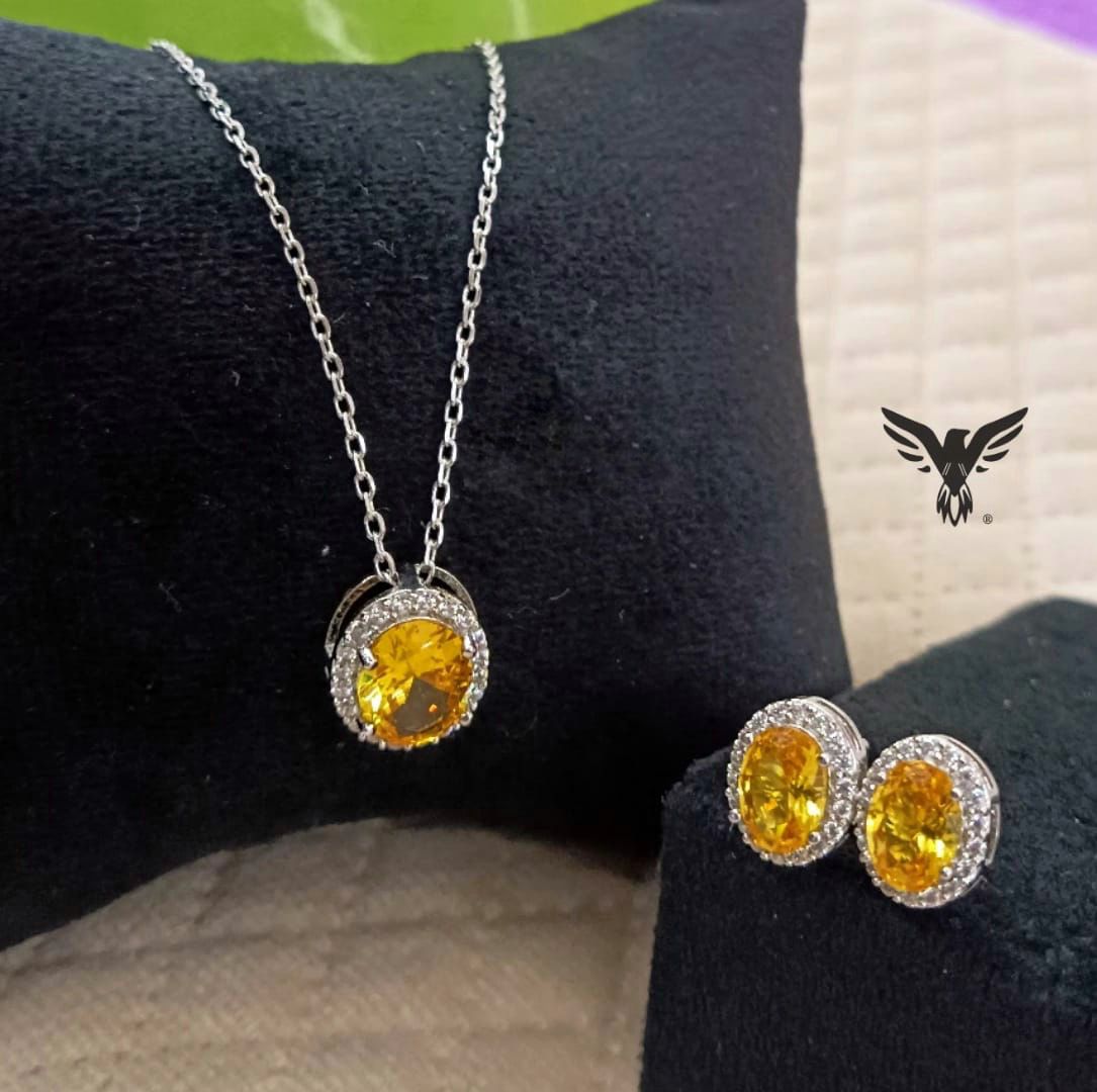 Ukti Yellow Pendant Set For Women