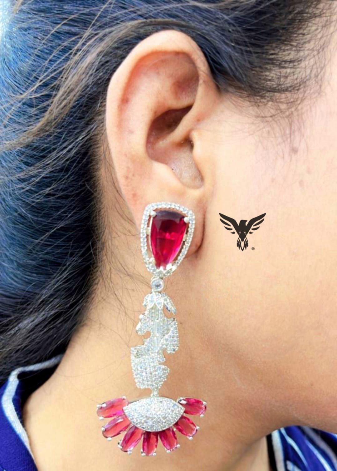 Hetal Diamond Earings In Ruby For Women