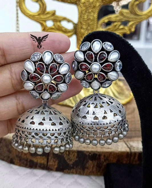 Mishthi Silver Look Alike Kundan Jhumki For Women