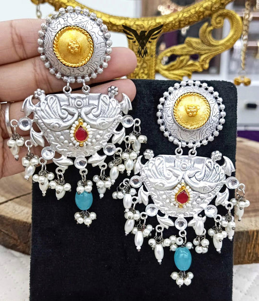 Emma Real Silver Look Alike Ruby Kundan Earings For Women