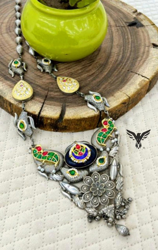 Dhaani Banjara Silver Look Alike Necklace For Women