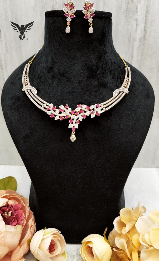 Roohi Diamond Necklace In Ruby For Women