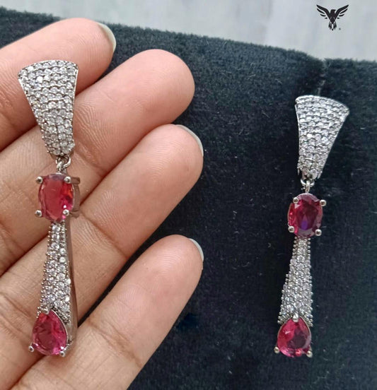 Misha Diamond Earings In Red For Women