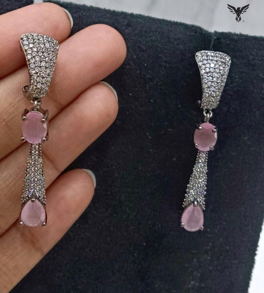 Misha Diamond Earings In Pink For Women