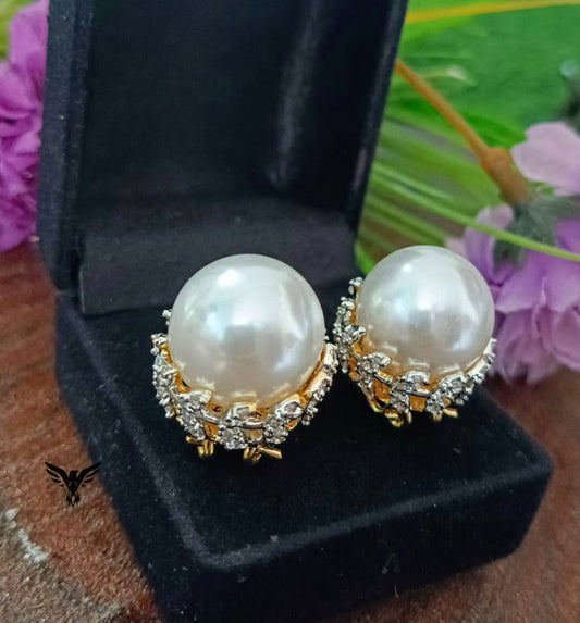 Rashmi Diamond Pearl Studs For Women