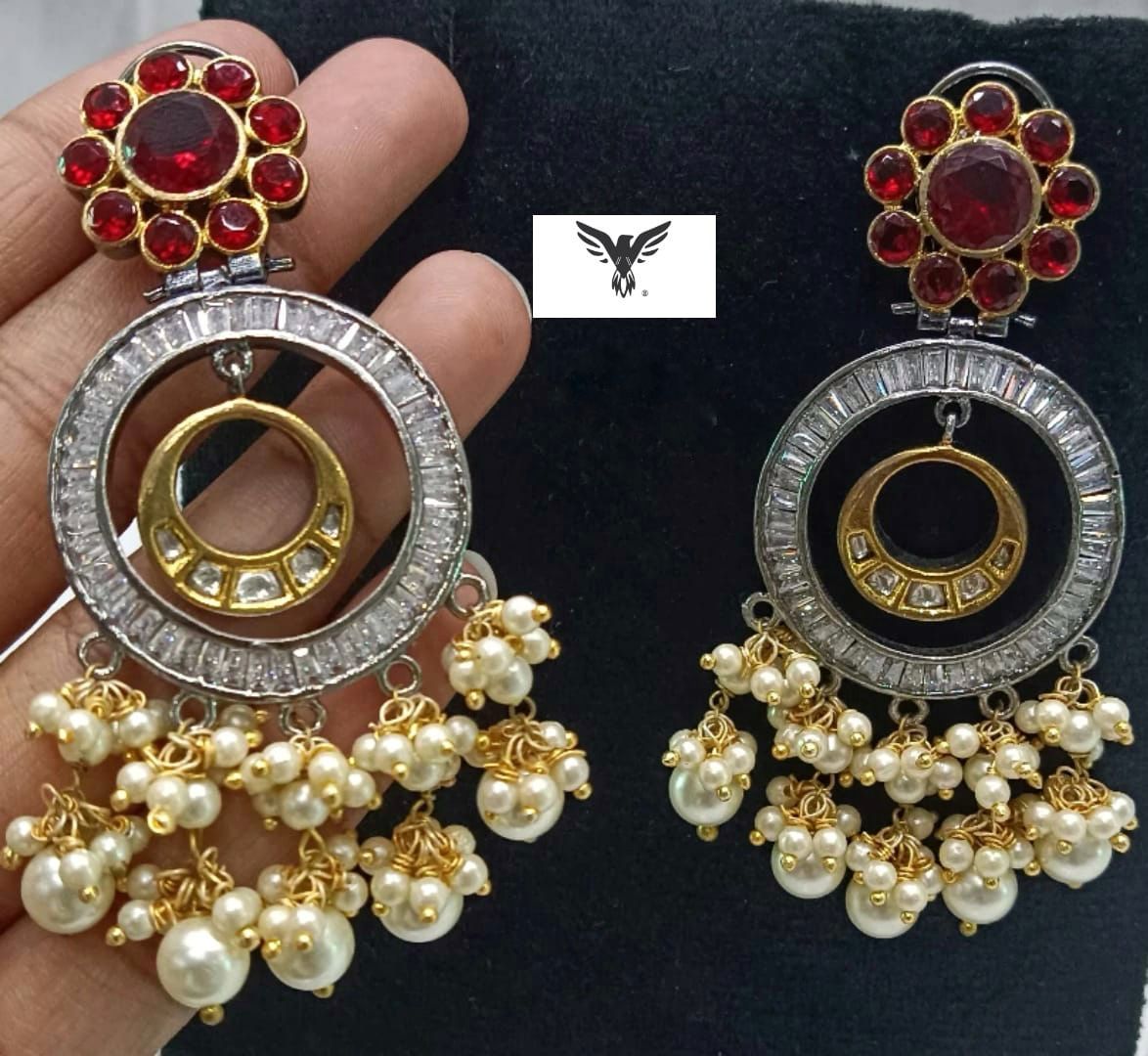 Bhanu Kundan Chand Balis In Pearl Drops For Women