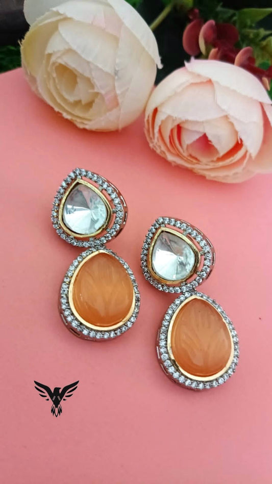 Vandana Kundan Polaki Earings In Champange For Women