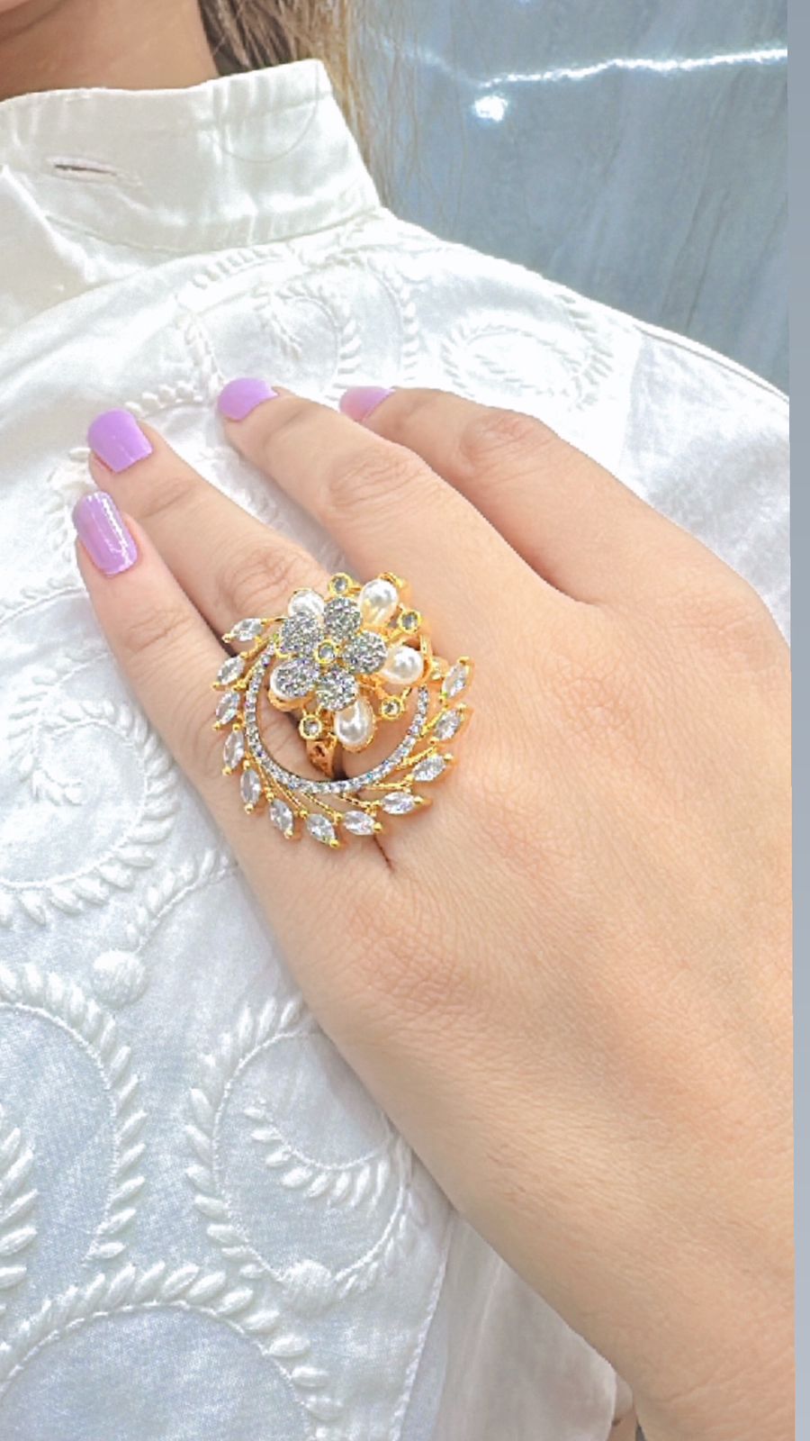 Rimma Gold Plated Diamond Ring For Women