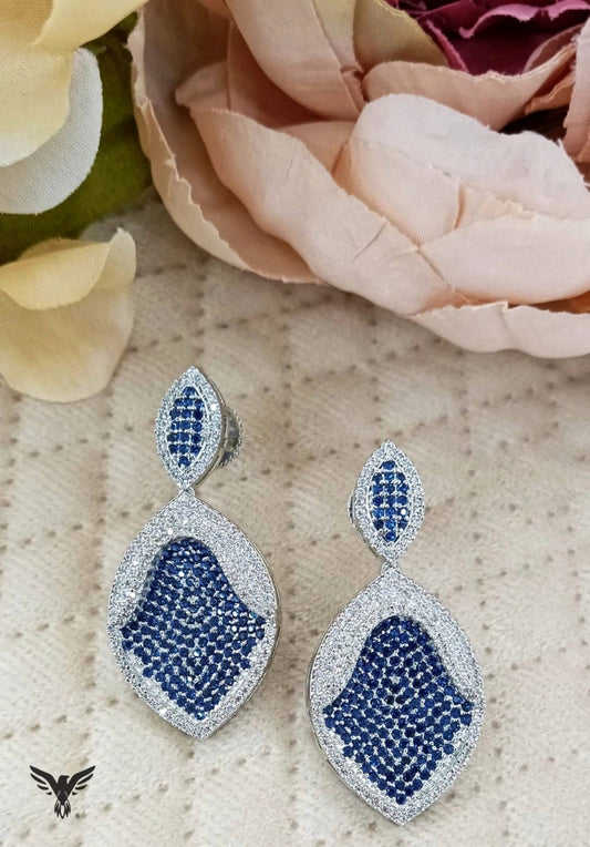 Aaradhya Invisible Setting Stone Earing In Blue For Women