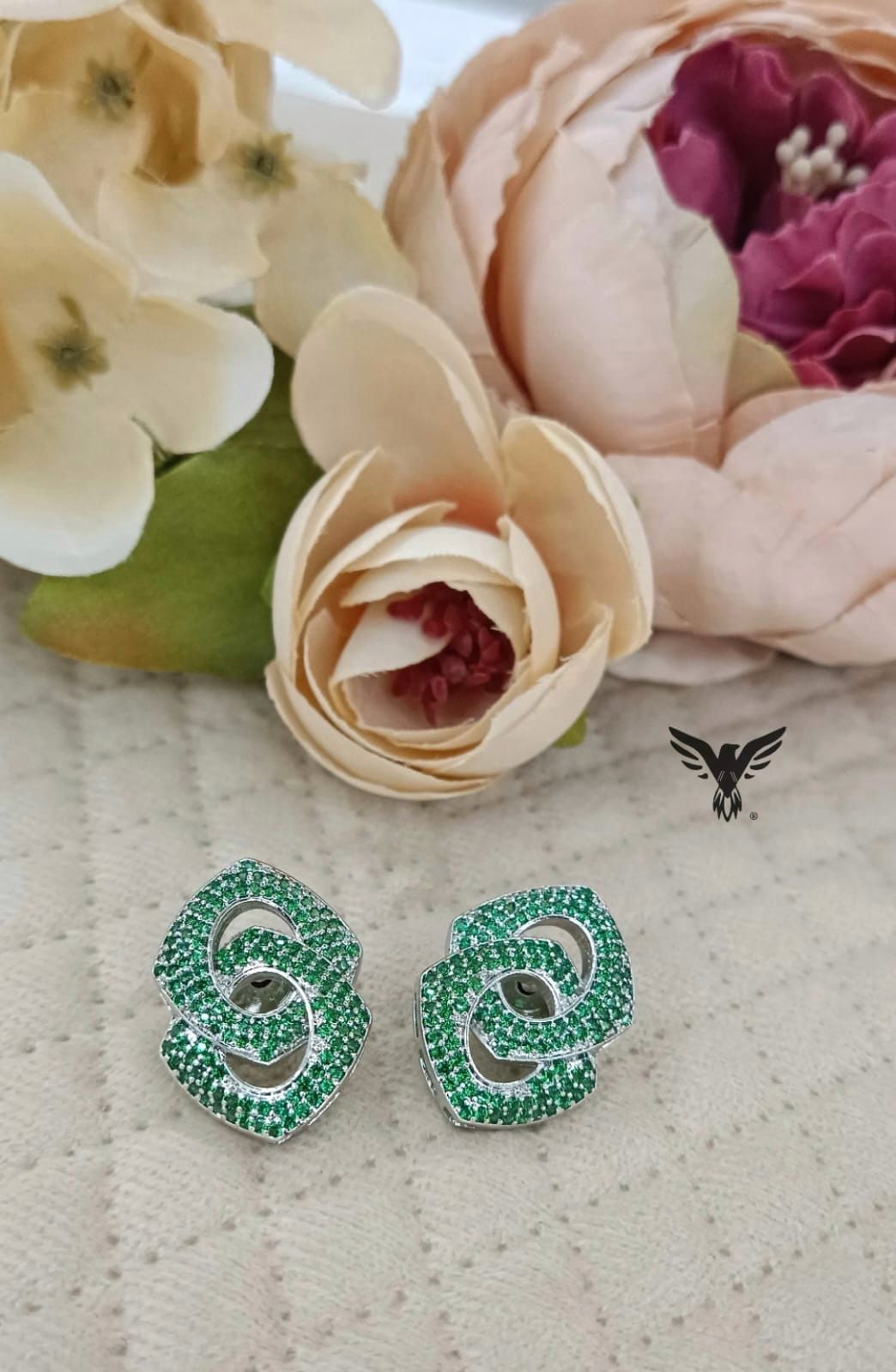 Siddhi Diamond Studs In Emerald For Women