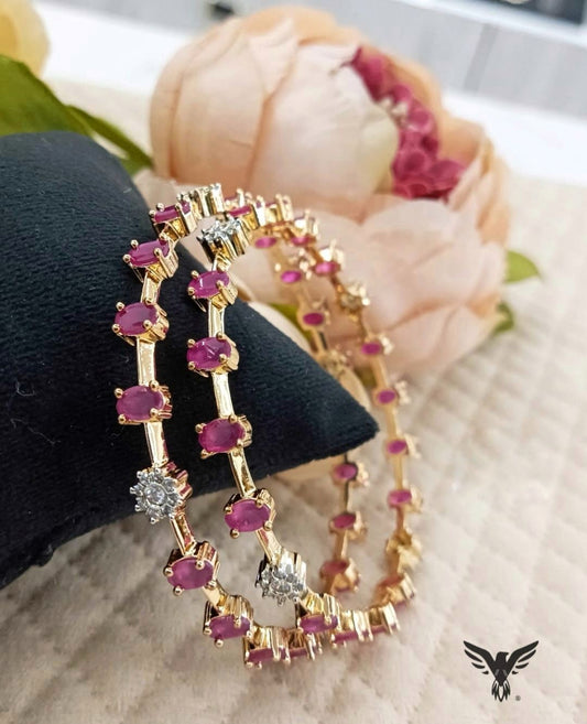 Manasvi Ruby Diamond Bangles For Women