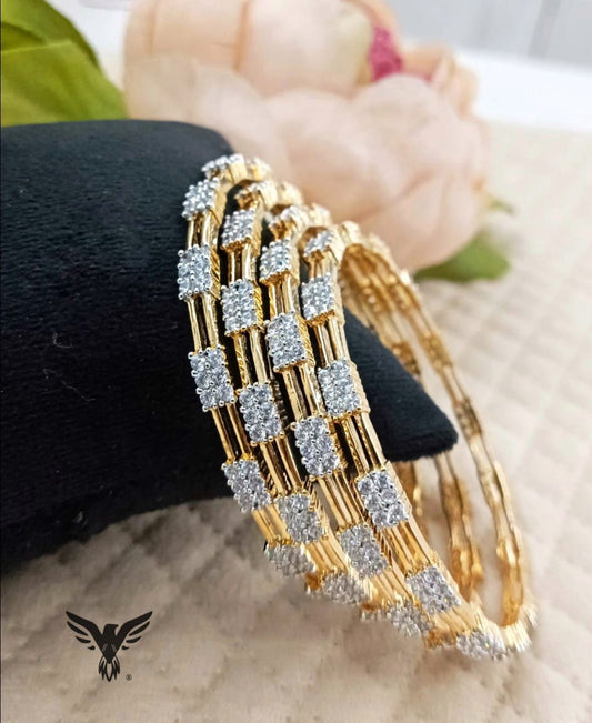 Rimma Gold Plated Bangles In Diamond For Women