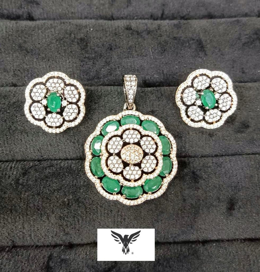 Methili Emerald Pendant Set For Women